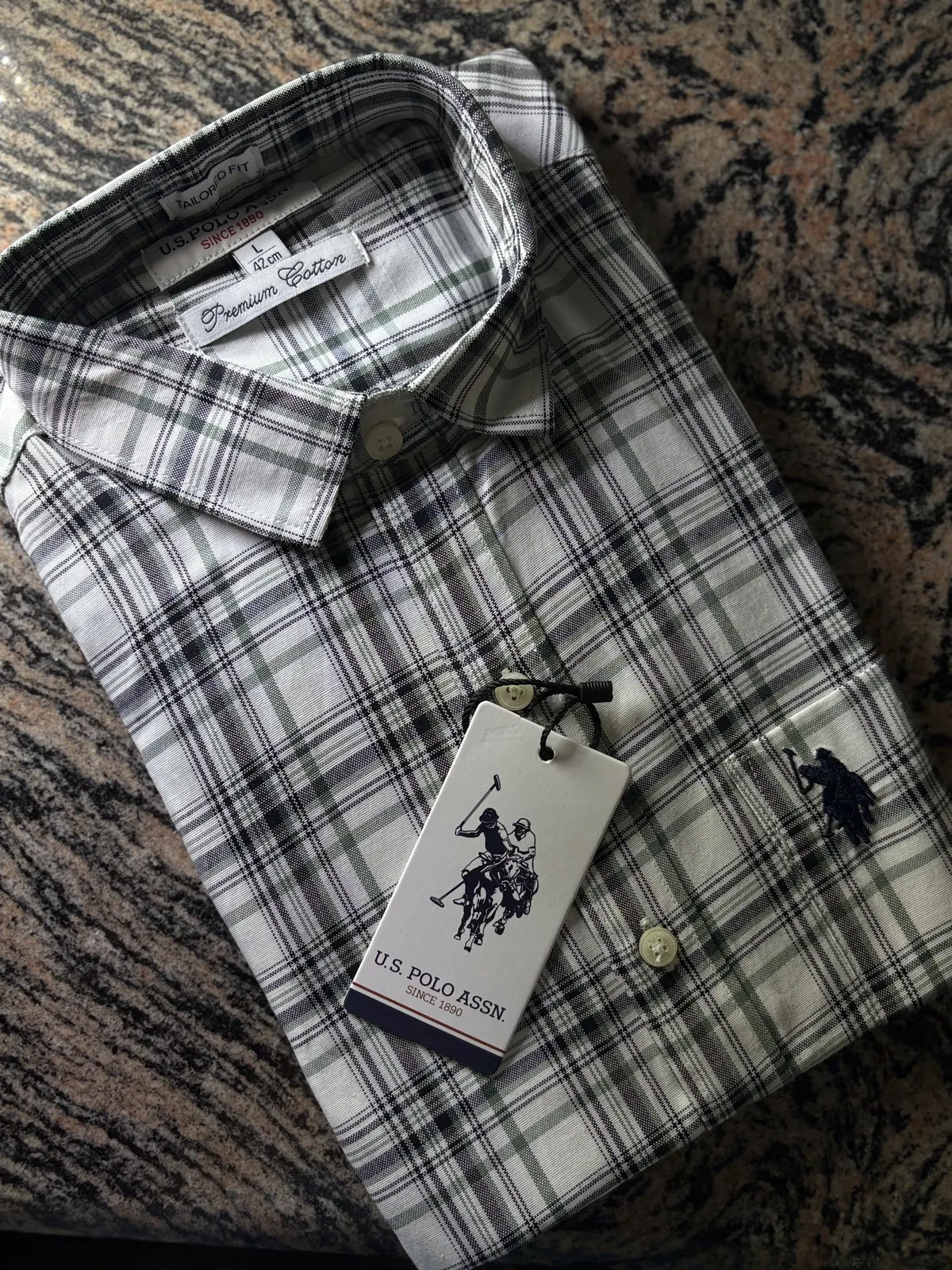 Cotton Check Shirt, Grey White Check