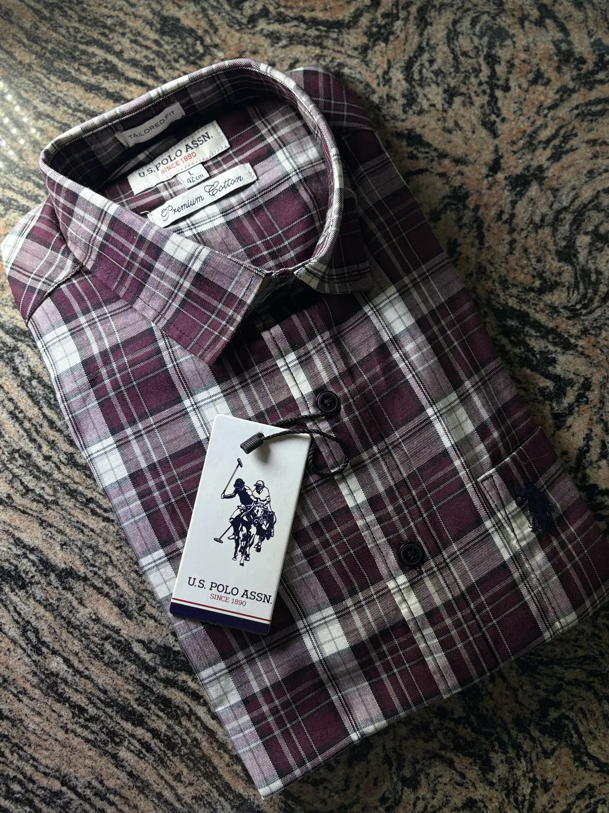 Cotton Check Shirt, Plum Check