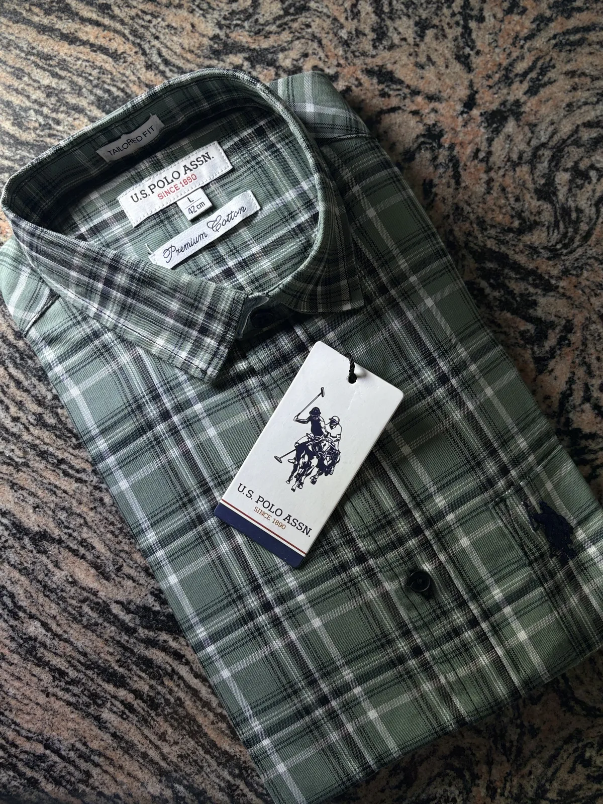 Cotton Check Shirt, Sage Check