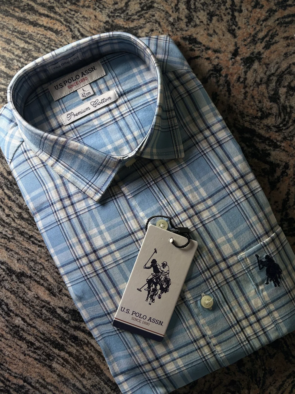 Cotton Check Shirt, Sky Blue Check