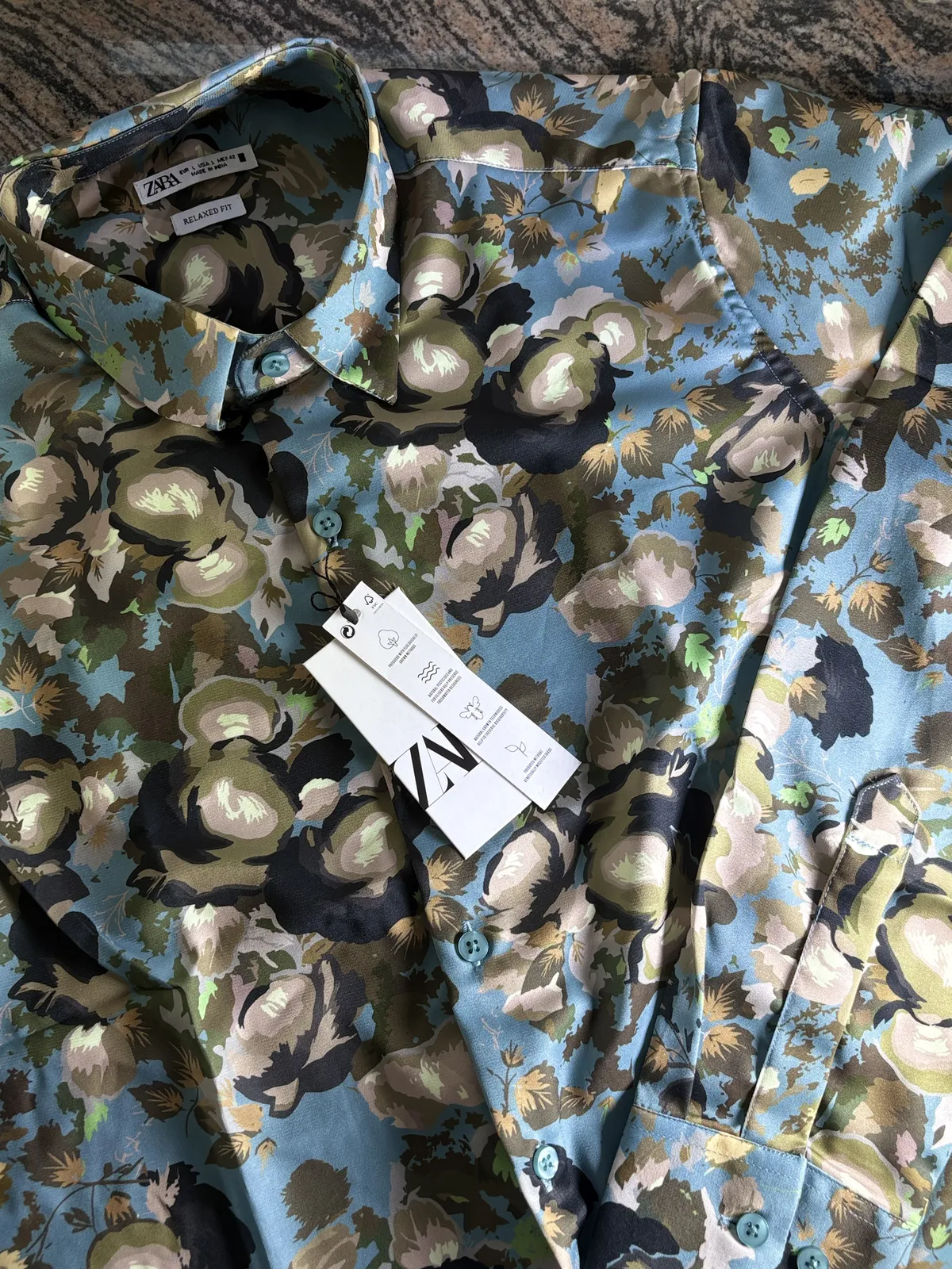 Floral Print Shirt, Blue Olive Floral