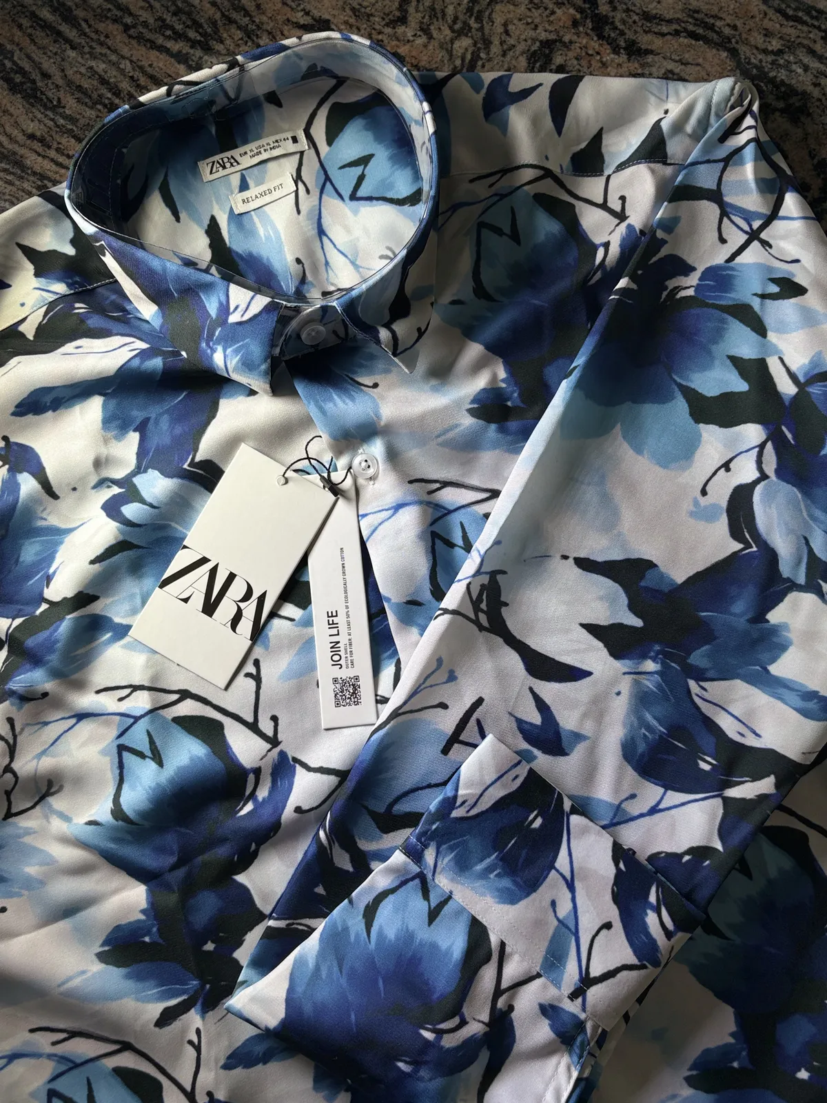 Floral Print Shirt, Blue Watercolour Floral