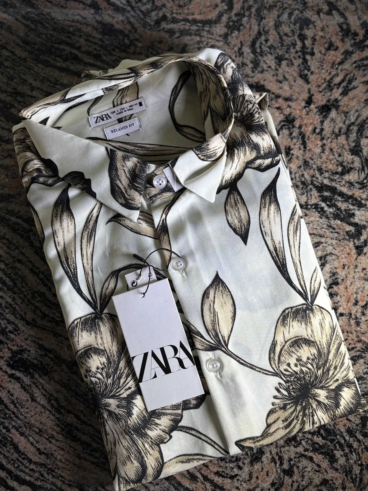 Floral Print Shirt, Cream Sketch Floral
