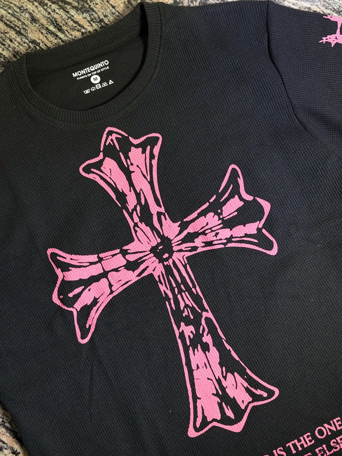 Pink Cross Waffle Tee