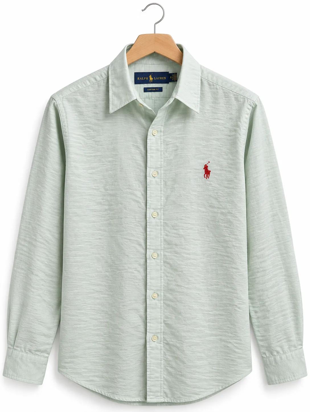Premium Plain Korean Linen Shirt, Pale Mint