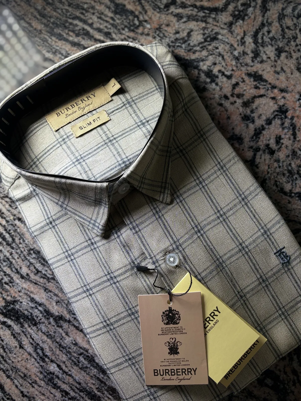 Premium Linen Check Shirt, Stone Windowpane